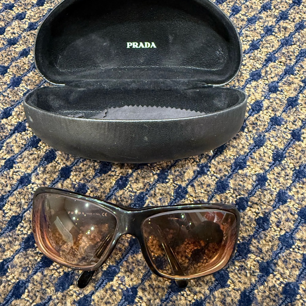 Prada Black and Brown Sunglasses with Case